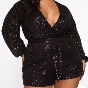 Black sequin romper